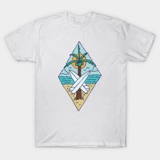 Surfboard and Beach T-Shirt